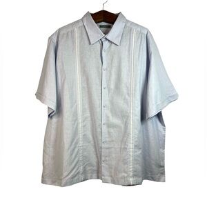 Cubavera Mens Light Blue Button Down Shirt Short Sleeve Size 2X NWT Linen Blend